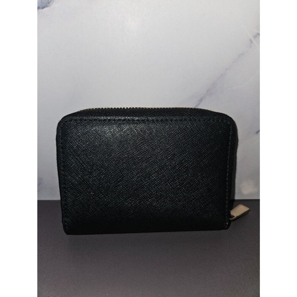 Tory Burch Wallet Black Leather Logo Inner Credit Card Slots Zip-Around - Picture 2 of 6